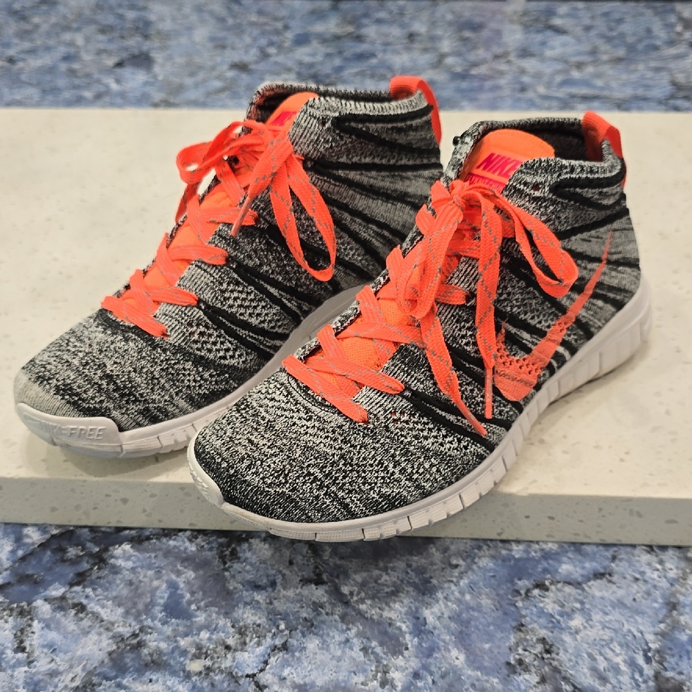 Nike Gray and Orange Sneakers with Sock-Like Fit